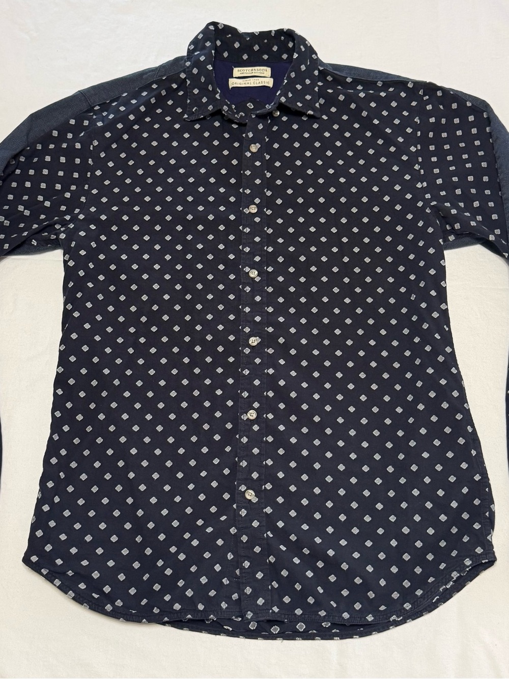 Scotch & Soda Navy Diamond-Print Button-Down Shirt